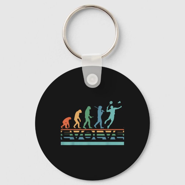 Funny Nerdy Evolve Badminton Player Evolution Spor Keychain (Front)