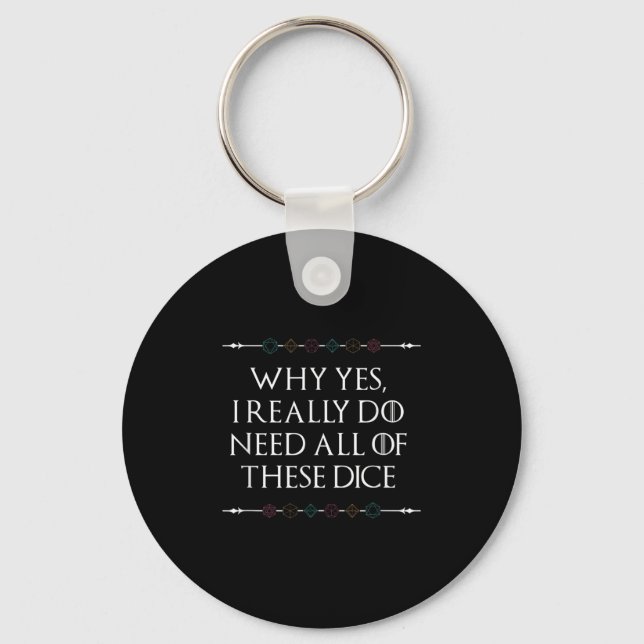 Funny Nerdy Gaming D20 Rpg Dice Saying Quote Graph Keychain (Front)