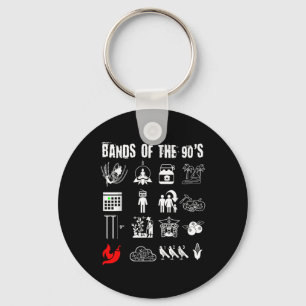 Funny Nerdy Iconic Alternative Rock Bands Of The 9 Keychain