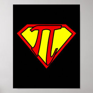 Funny Nerdy Math Nerd Super Pi Math Teacher Comic Poster