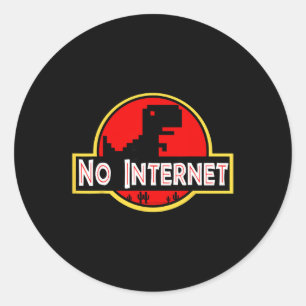 Funny Nerdy No Internet Dinosaur Computer Science Classic Round Sticker