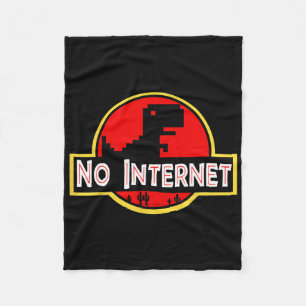 Funny Nerdy No Internet Dinosaur Computer Science  Fleece Blanket