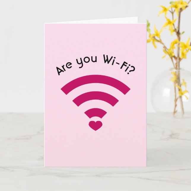 Funny Nerdy Wi-Fi Valentines  Card (Yellow Flower)