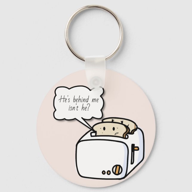 Funny Nervous Toast Cartoon Keychain (Front)