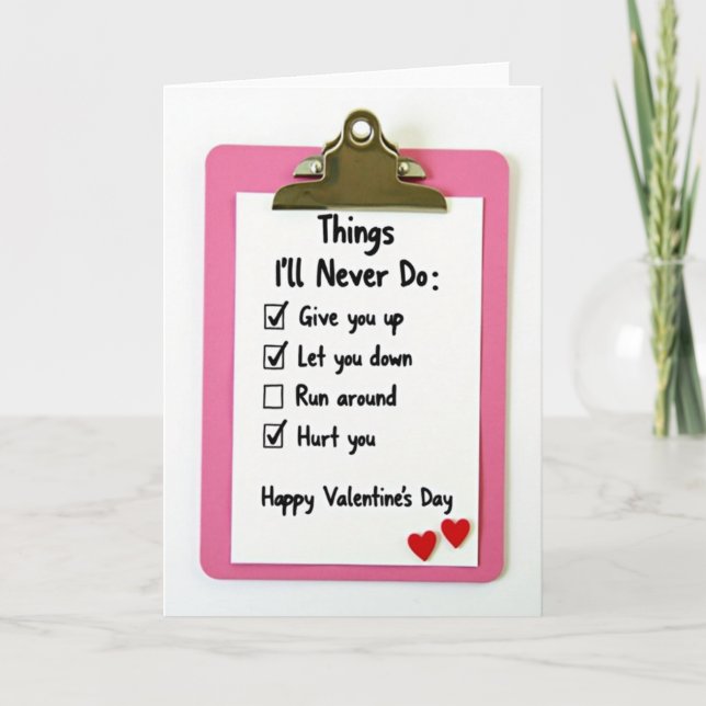 Funny Never Give Up Valentines Day Card (Front)