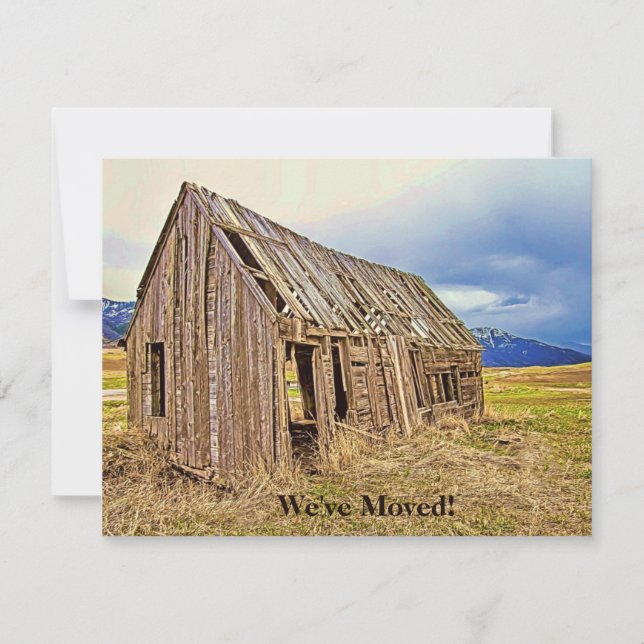 Funny New Address Announcement Rustic (Front)