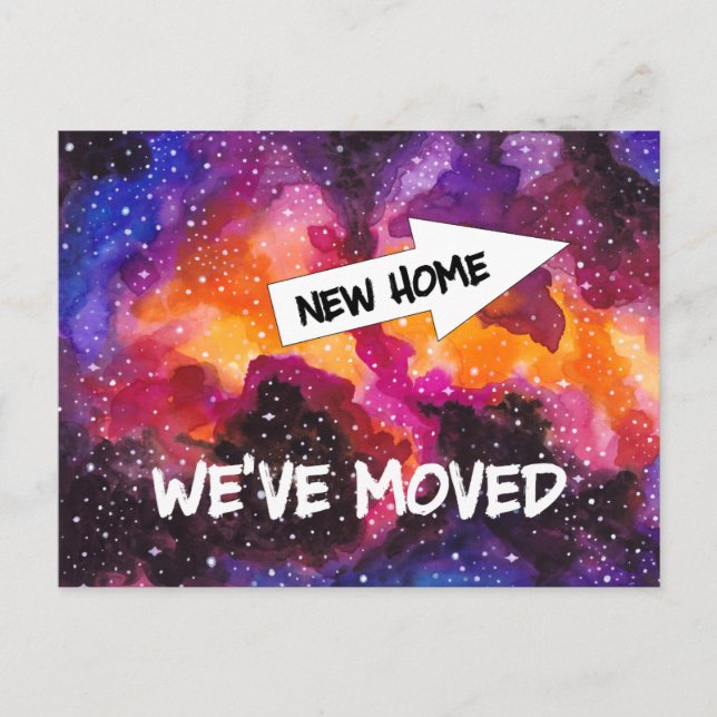 Funny New Address in Cosmic Outer Space Moving Announcement Postcard (Front)