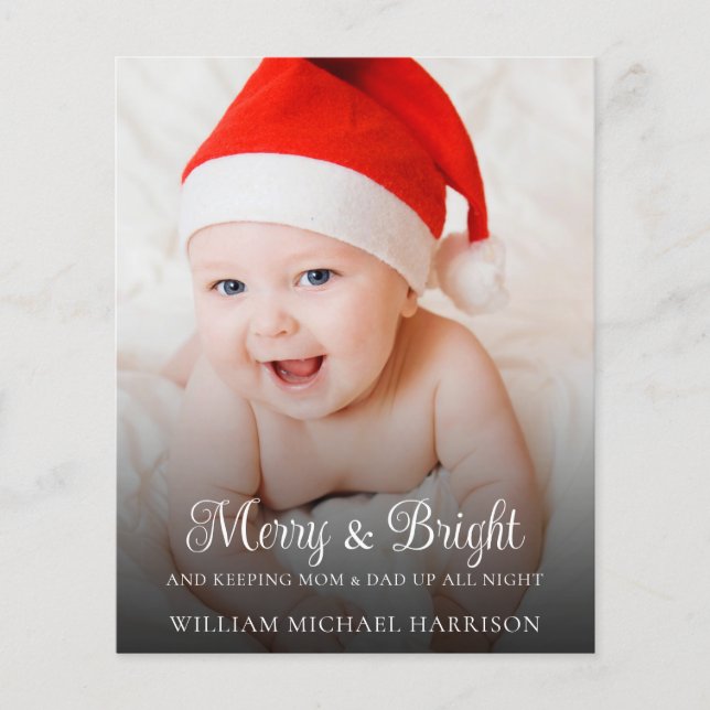 Funny New Baby Announcement Photo Holiday Card (Front)