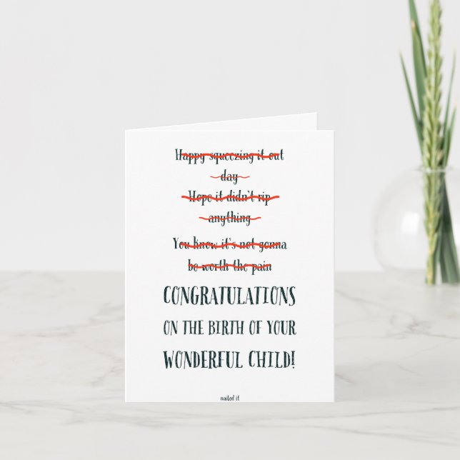 Funny New Baby 'Nailed It' Card (Front)