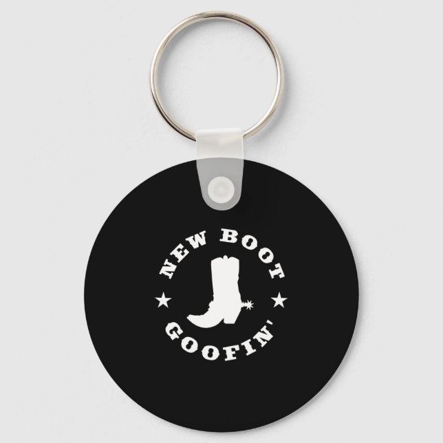 Funny New Boot Goofin Cowboy Boot Meme Quote Long  Keychain (Front)