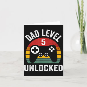 Funny New Dad Shirt Dad Level 5 Unlocked For 5 Kid Card