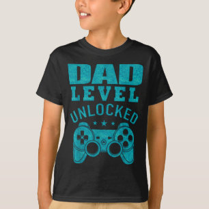 Funny New Dad Shirt Dad Level Unlocked Day Tee Shi