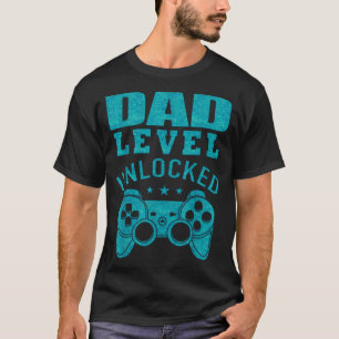Funny New Dad Shirt Dad Level Unlocked Day Tee Shi