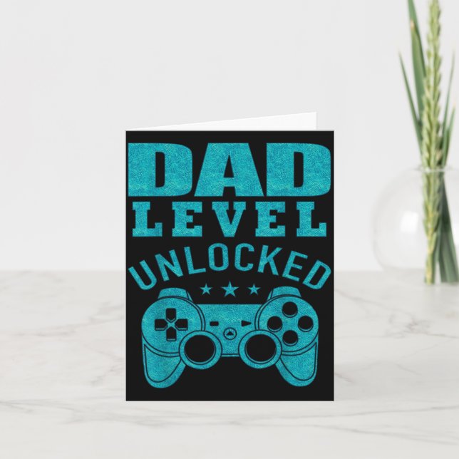 Funny New Dad Shirt Dad Level Unlocked Day Tee Shi Card (Front)
