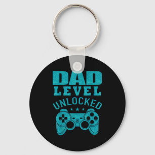 Funny New Dad Shirt Dad Level Unlocked Day Tee Shi Keychain