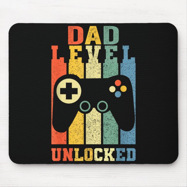 Funny New Dad Shirt Dad Level Unlocked Day Tee Shi Mouse Pad (Front)