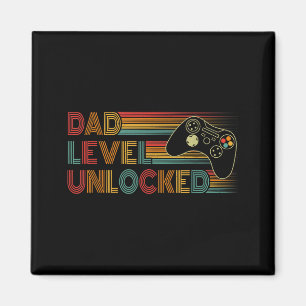 Funny New Dad Shirt Dad Level Unlocked Gaming Game Magnet