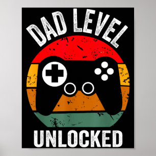 Funny New Dad Shirt Dad Level Unlocked Tee Shirt G Poster