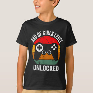 Funny New Dad Shirt Dad Of Girls Level Unlocked Te