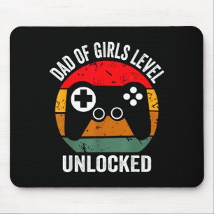 Funny New Dad Shirt Dad Of Girls Level Unlocked Te Mouse Pad