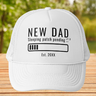 Funny New Dad Sleeping Patch Pending Black Est. Trucker Hat