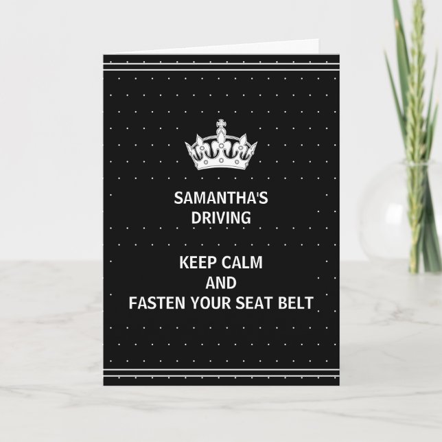 Funny New Driver Black Congratulations Card (Front)