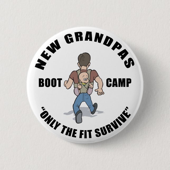 Funny New Grandpa Boot Camp 2 Inch Round Button (Front)