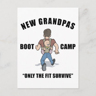 Funny New Grandpa Boot Camp Postcard
