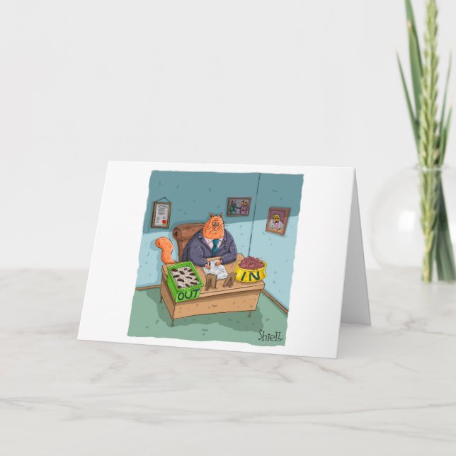Funny New Job Card - Kitty Business Man Card (Front)