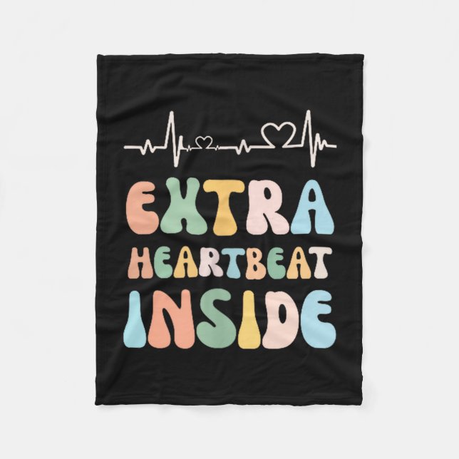 Funny New Mom Extra Heartbeat Inside Pregnancy Ann Fleece Blanket (Front)