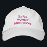 Funny New Mommy New Baby Custom Mom Last Name Embroidered Hat<br><div class="desc">Surprise the new mom (or mother to be) with this cool baseball style cap that features a text design that reads "The New Mommy Morrison" (insert custom last name). Pictured above is pink text on a khaki cap but you can easily change the text and cap colours to your liking....</div>