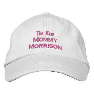 Funny New Mommy New Baby Custom Mom Last Name Embroidered Hat