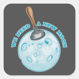 Funny new moon astronomy square sticker