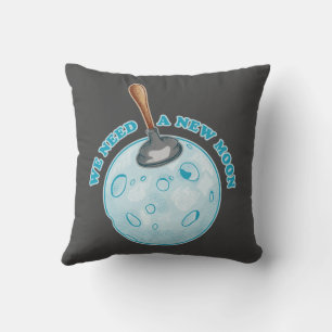 Funny new moon astronomy throw pillow