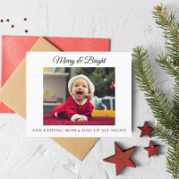 Funny New Parents Baby Photo Christmas Card