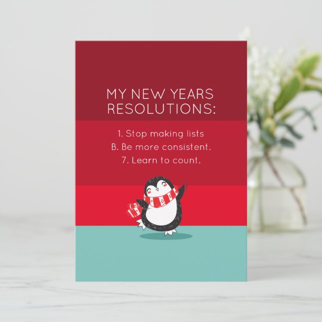 Funny New Year Resolution Holiday Card (Standing Front)
