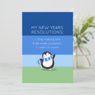 Funny New Year Resolution Holiday Card in Blue