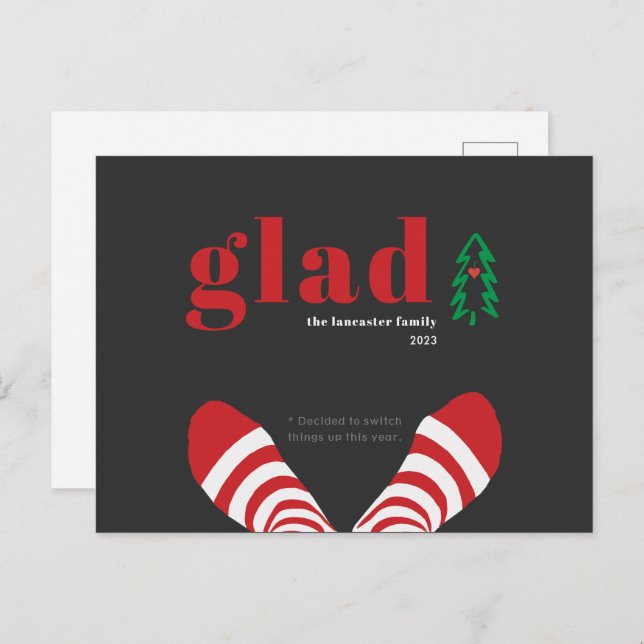 Funny New Year Simple Black  Holiday Postcard (Front/Back)