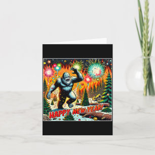 Funny New Years Eve 2024 Bigfoot And Fireworks Hum Card
