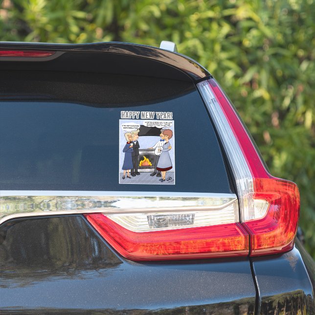 Funny New Year's Resolution Custom Cut Sticker (Car Side)