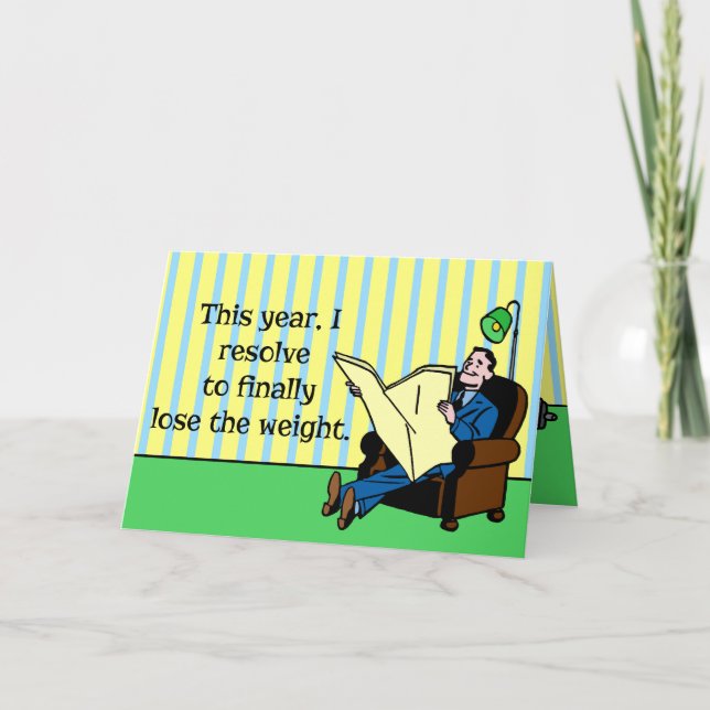 Funny New Year's Resolution Retro Weight Loss Holiday Card (Front)