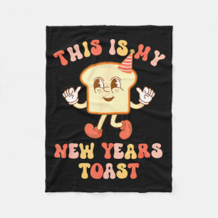 Funny New Year's Toast Bread Pun Retro Hipe Fleece Blanket