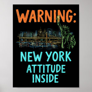 Funny New York City Night Skyline Vintage  Poster