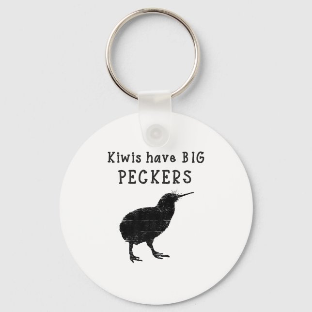 Funny New Zealand Quote Kiwis Have Big Peckers Quo Keychain (Front)