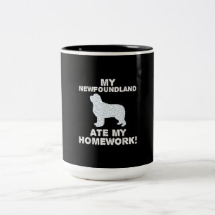 Funny Newfie My Newfoundland Ate My Homework Two-Tone Coffee Mug