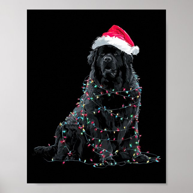 Funny Newfoundland Christmas Graphic Dog Lights Lo Poster (Front)