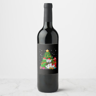 Funny Newfoundland Dog   Christmas Best Gift Wine Label
