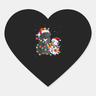 Funny Newfoundland Dog Christmas Snowman Light Heart Sticker
