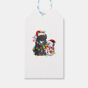 Funny Newfoundland Dog Christmas Tee Snowman Light Gift Tags