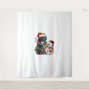 Funny Newfoundland Dog Christmas Tee Snowman Light Tapestry
